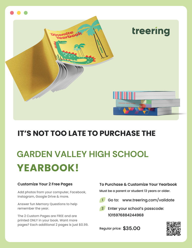 Yearbook flyer, green with books