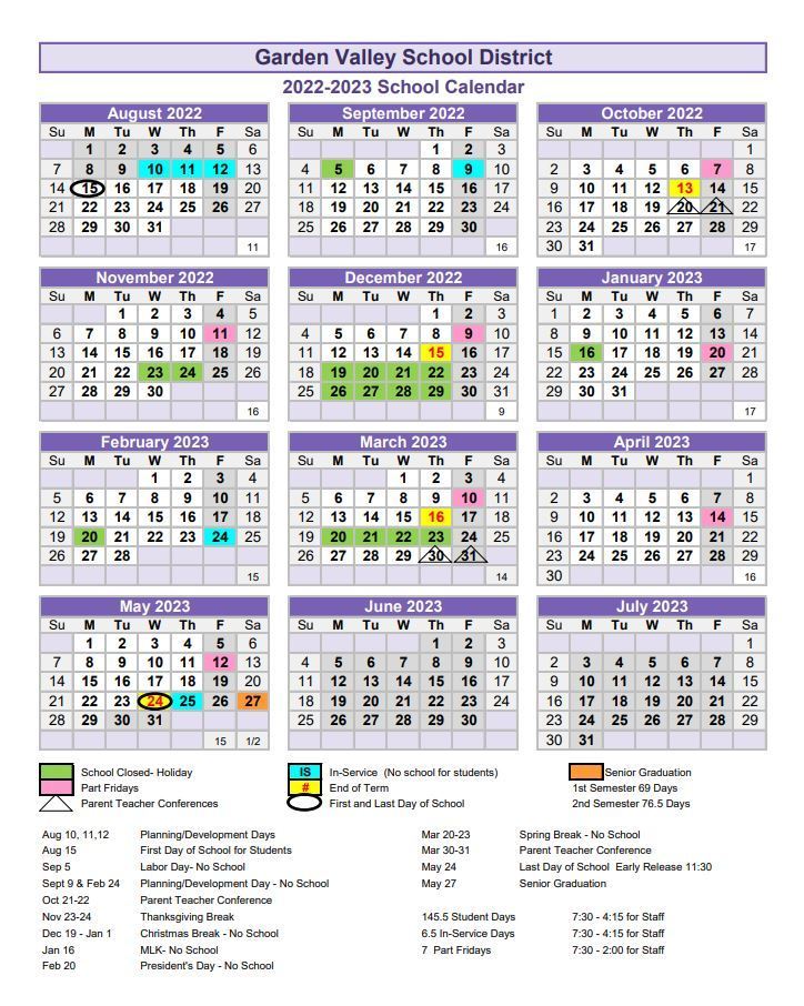 2022-23 Board Approved School Calendar
