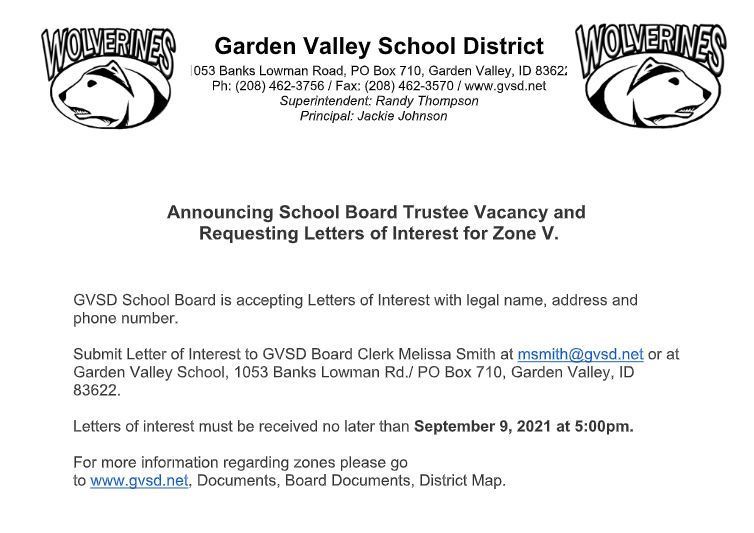 School Board Zone 5 Vacancy